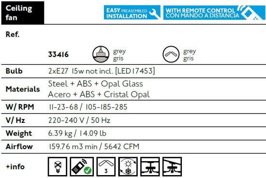 FARO BARCELONA Deckenventilator mit Licht Easy Grau ist ein Produkt im Angebot zum besten Preis
