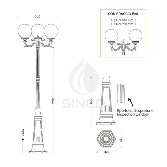 Liberti Design  3 Lights Street Lamp Orione Height 270 c is a product on offer at the best price