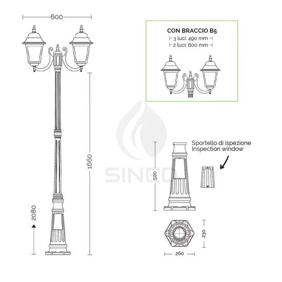 Liberti Design  208 Cm High Lamppost And 3 Athena Lanter is a product on offer at the best price