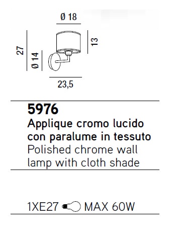PERENZ  Applique 1 luce con paralume in tessuto è un prodotto in offerta al miglior prezzo online
