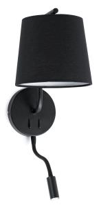 BERNI BLACK WALL LAMP WITH LED READER 1X