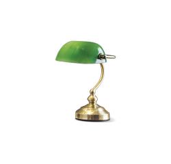 Lámpara de mesa de latón y vidrio verde
