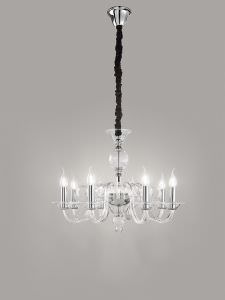 Chandelier with 8 lights in Metal and Gl