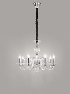 Lampadario a 8 luci in Metallo e Vetro