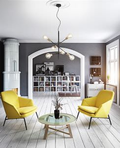 Ceiling lamp with 6 adjustable lights