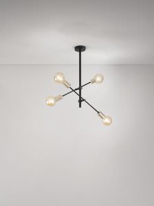 Suspension with 4 Black Metal Lights