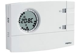 White wall clock thermostat with batteri