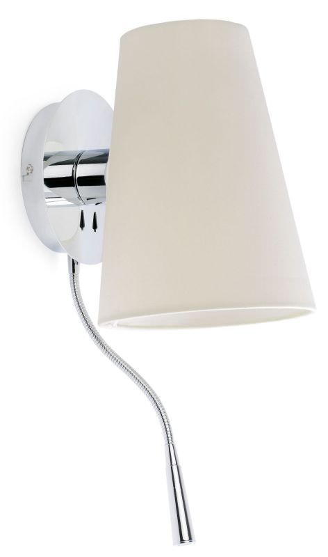 LUPE CHROME WALL LAMP WITH LED READER 1E