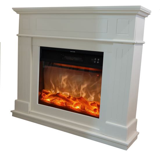 Alberto White Electric Fireplace