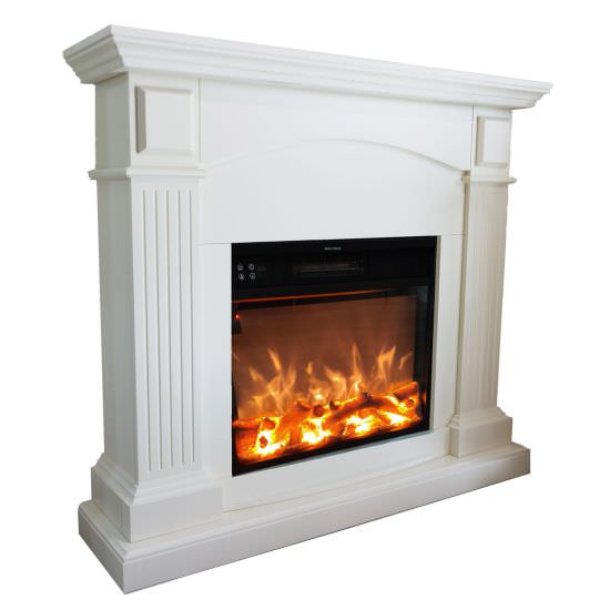 Electric White Fireplace Complete