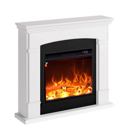 White Electric Fireplace With Led