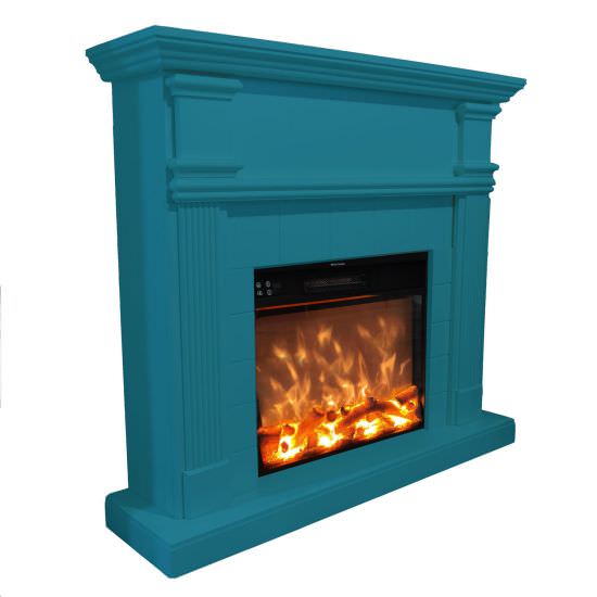 Turquoise Wood Electric Fireplace