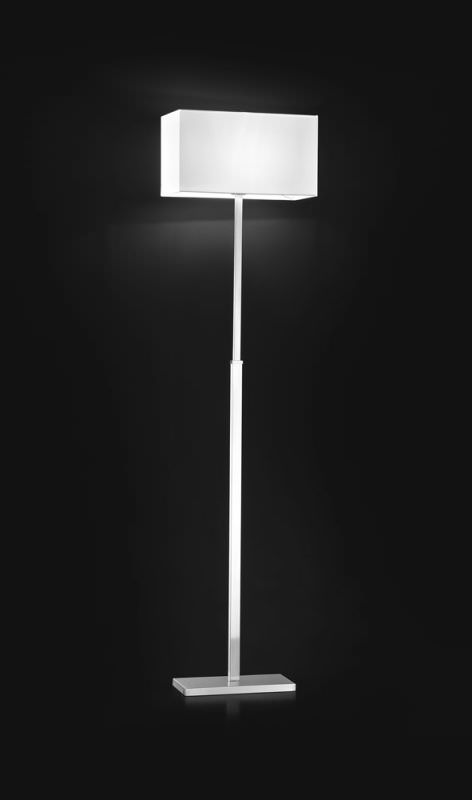 Lámpara de pie cromada y pantalla de PVC