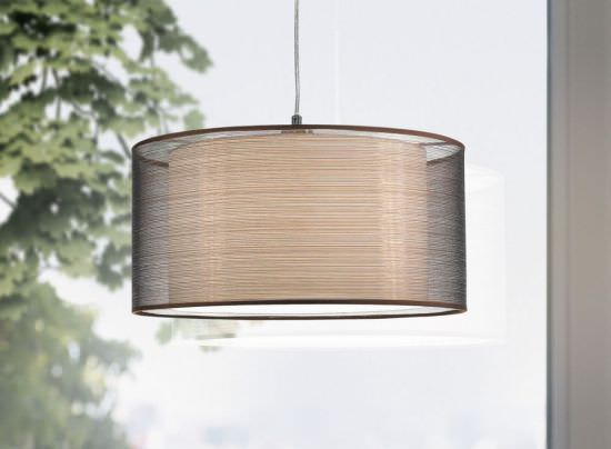 Lustre Chrome avec abatjour en tissu
