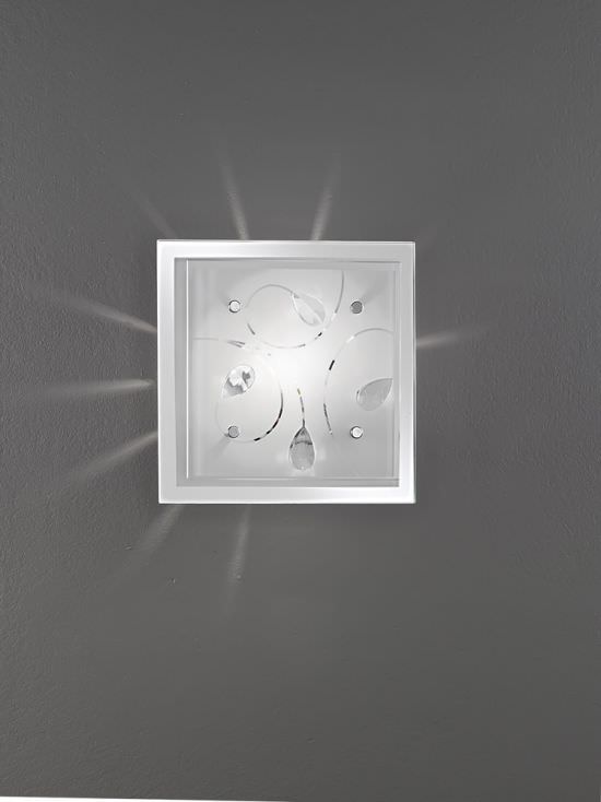 Square ceiling lamp in glass 25x25 cm