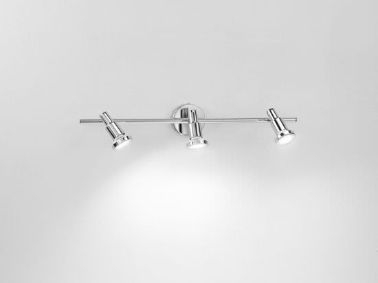 Faretto LED metallo cromo lucido 3 luci
