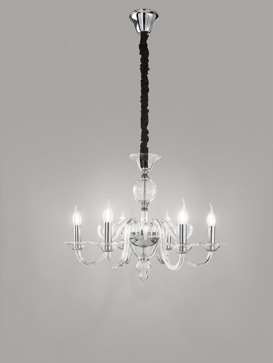 Suspension 6 lumières Verre transparent Suspension 6 lumières Verre transparent