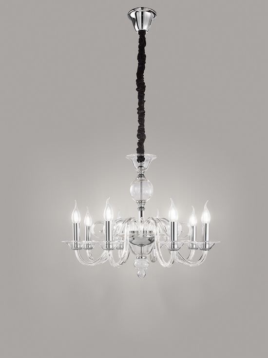 Lustre avec 8 lumières en Métal et Verre Lustre avec 8 lumières en Métal et Verre