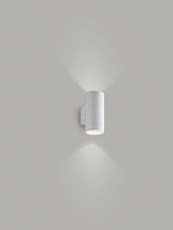 Weiße runde Wandlampe mit 2 Leuchten