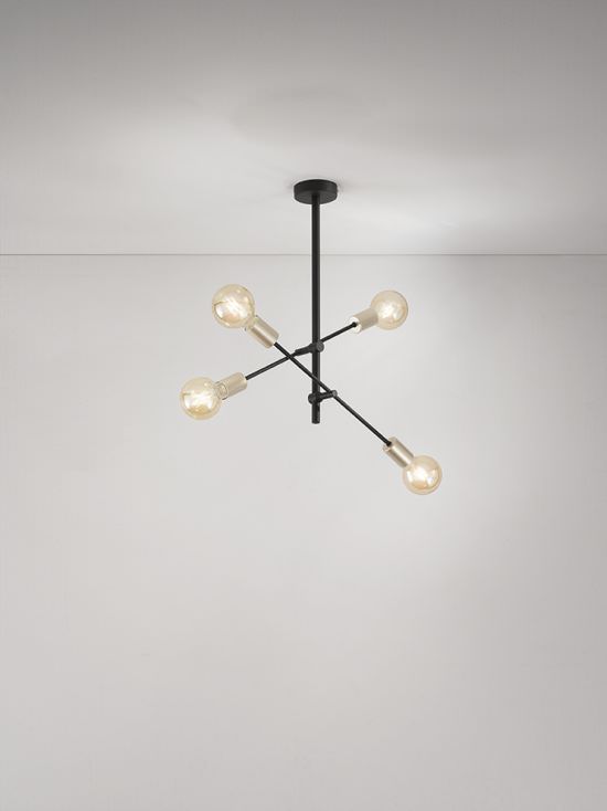 Suspension with 4 Black Metal Lights