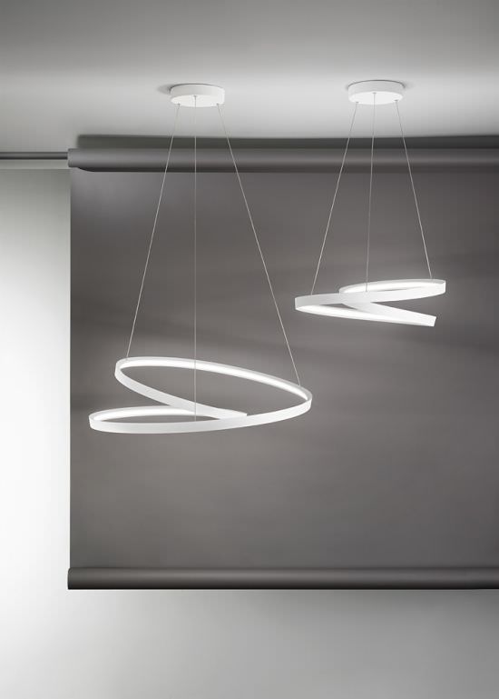 White spiral LED chandelier 55W