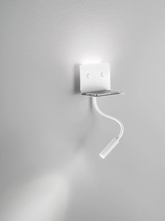 Applique bianca a 2 Luci LED e presa USB