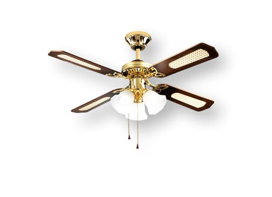 4blade fan with polished brass light