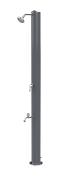 Sined stainless steel solar heated slate grey shower, powder coated with mixer and foot wash, weather proof, 28 liter tank new energy saving shower head. Gaskets designed for outdoor use