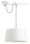 Lampada sospensione bianca FUSTA Un design innovativo che risalta i dettagli in legno, paralume in tessuto la bellezza e la semplicità MPC-28394 lampadina E27, non inclusa Diametro 44.5 cm