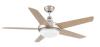 Ceiling fan with OVNI light made of steel, wooden blades and glass diffuser. The finish of the blades is non-reversible bleached oak It works with remote control included It has 3 adjustable speeds Reversible direction of rotation MPC 33137