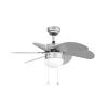PALAO ceiling fan with central light Steel body and non-reversible hollow gray glass diffuser blades. Works with 3 speed adjustable chain with reverse function ceiling fan for small rooms