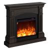 Fuego Galia Wenghe: Floor And Wall Fireplace With Wenge Shade Frame. Black 1500w Electric Burner And Realistic Led Flame Effect, With Remote Control. Mdf Wood Design Convenient To Place Or Move.