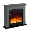 Fuego Monica Antracita Floor-to-wall Fireplace With Dark Gray Frame And 1500w Electric Burner. Realistic Led Flame Effect With Remote Control. Premium Mdf Wood Design, Convenient To Place Or Move.