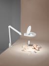 Perenz 5333 B LC Verstellbare Schreibtischleuchte Tischleuchte mit Klemme und Lupe 3 Dioptrien Architektenleuchte mit 12W dimmbarer LED und Touchschalter Farbe Wei