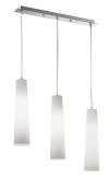 Suspension en verre modle 6340 Perenz Cette suspension a un cadre mtallique chrom et un diffuseur en verre blanc Idal pour les environnements modernes et linaires Ncessite 3 lampes de Max 60W E27 non incluses Classe d'isolation IP20