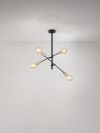 Perenz 6604N Lustre industriel Vector Design Lustre suspendu en mtal noir avec douille en laiton Suspension au plafond avec 4 lampes fixes sur 2 bras pivotants 4xE27 ampoules de max. 40W non incluses