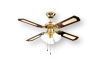 Deckenventilator mit Metallbeleuchtung 4-schneidig farbig poliertes Messing Durchmesser 105cm H. 43cm Mit Beleuchtungsset Bentigt 3xE27 Max 60W 60W Motor Von Ketten gesteuert Bestellte Fernbedienung Kronleuchter mit umkehrbaren Schaufeln Ventilator mit L