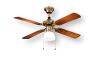 Deckenventilator mit Metalllicht, Messing brniert Farbe Durchmesser 105 x H. 42cm 4 zweifarbige Bltter Lichtset 1xE27 Max 60W Motorleistung 50W Kettensteuerung Bestellung Fernbedienung Reversible Rotation Deckenventilator im Angebot Perenz