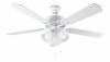 Ceiling fan with light Colour white Diameter 130 cm H 52cm 5 two-colour blades With Satin glass light kit Requires 3xE27 Max. 60W Chain control Ordered 3-speed remote control Chandelier with ceiling blades Reversible rotation