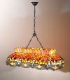 Lustre pendentif Tiffany avec chane modle T665S lampe pendentif dcore de gouttes rouges et de libellules aux ailes allonges 647 original en verre Tiffany fait main Dimensions 100 cm de haut x 90x48 cm de large