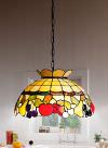 Chandelier with Tiffany chain model T925S Chandelier decorated with coloured fruit such as red apples, pears, grapes and plums Pendant lamp with 265 Tiffany glasses Size Ø 55 cm X H. 35 cm Mounts 3 bulbs E27 Max 60W not included
