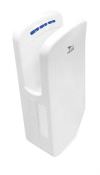 White hand dryer with photocell model DUO, double UV lamp for motor sanitization and double EPA E11 filter that guarantees protection against 97.66 and bacteria. Dries hands in just 15 seconds saving a lot of energy.