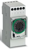 Electromechanical time switch Perry 1IO 0024 for riders with power reserve Weekly programme 2 DIN 1 contact in free deviation ON/OFF minimum 210 minutes Wall and DIN rail mounting and rear panel mounting with special optional accessory
