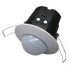 Infrared presence detector for recessed installation in false ceilings IP20 230V 50Hz Sensing angle 360° Sensing distance max 14m Brightness control 30-200 Lux Switch-off delay time control 5 sec-40 min Perry 1SPSP020