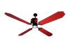 Red ceiling fan with light made in Italy, 4 blades in Aluminium, Motor body in anodized Aluminium (at sight) and Steel with integrated inverter to guarantee the maximum yield with the minimum consumption. Diameter 132 cm GUARANTEED 15 YEARS