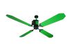 Green ceiling fan without light built in Italy, Motor body and 4 blades in anodized Aluminium (at sight) and Steel with integrated inverter to guarantee the maximum yield with the minimum consumption. Diameter 132 cm GUARANTEED 15 YEARS