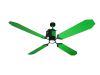 Green ceiling fan with light 100% MADE IN ITALY, 4 aluminium blades Motor body in anodised aluminium (visible) and steel with integrated inverter to guarantee maximum performance with minimum consumption Diameter 132 cm GUARANTEED 15 YEARS