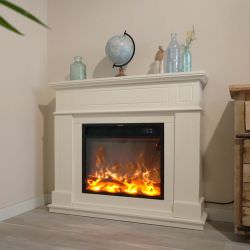 Alberto White Electric Fireplace