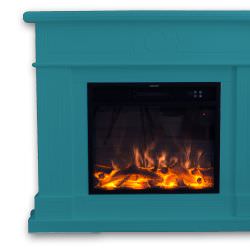 Turquoise Wood Electric Fireplace