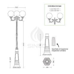 2 Lights Street Lamp Orione Height 270 c